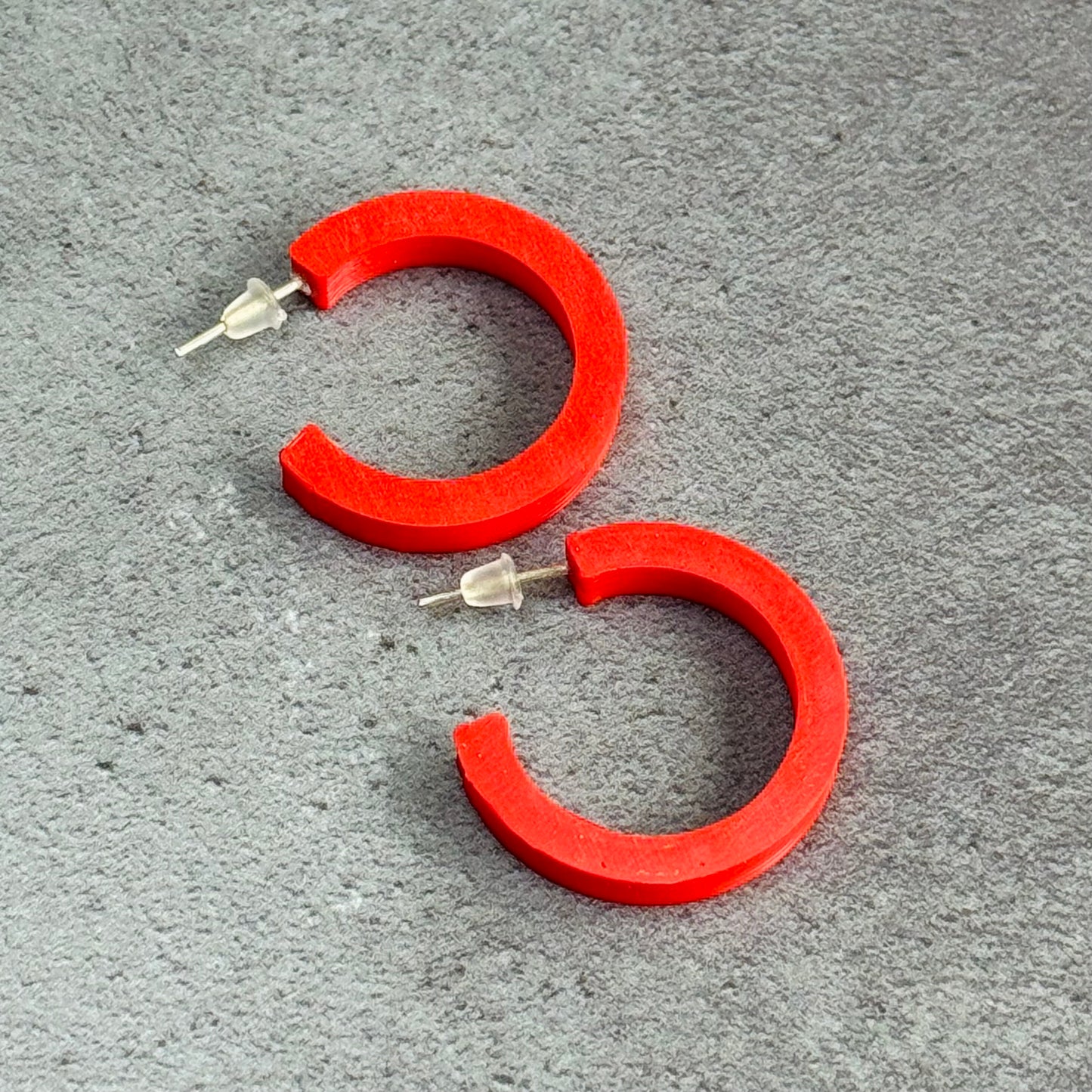 3D Printed Chunky Hoop Earrings in Red