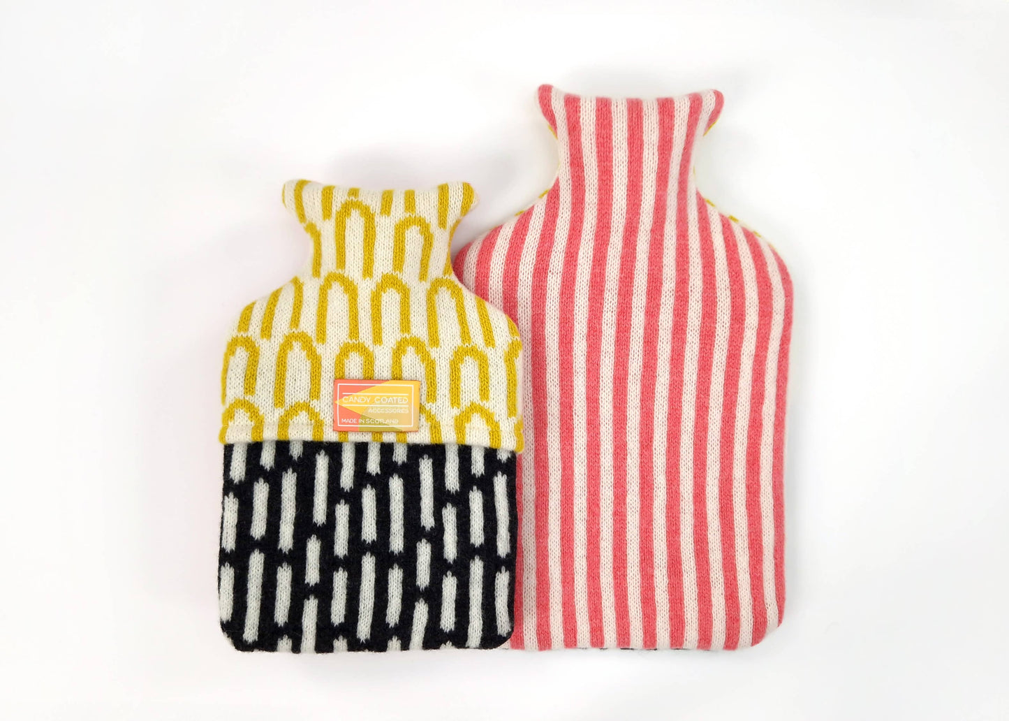 Lambswool Hot Water Bottle Cover in Pink and Yellow