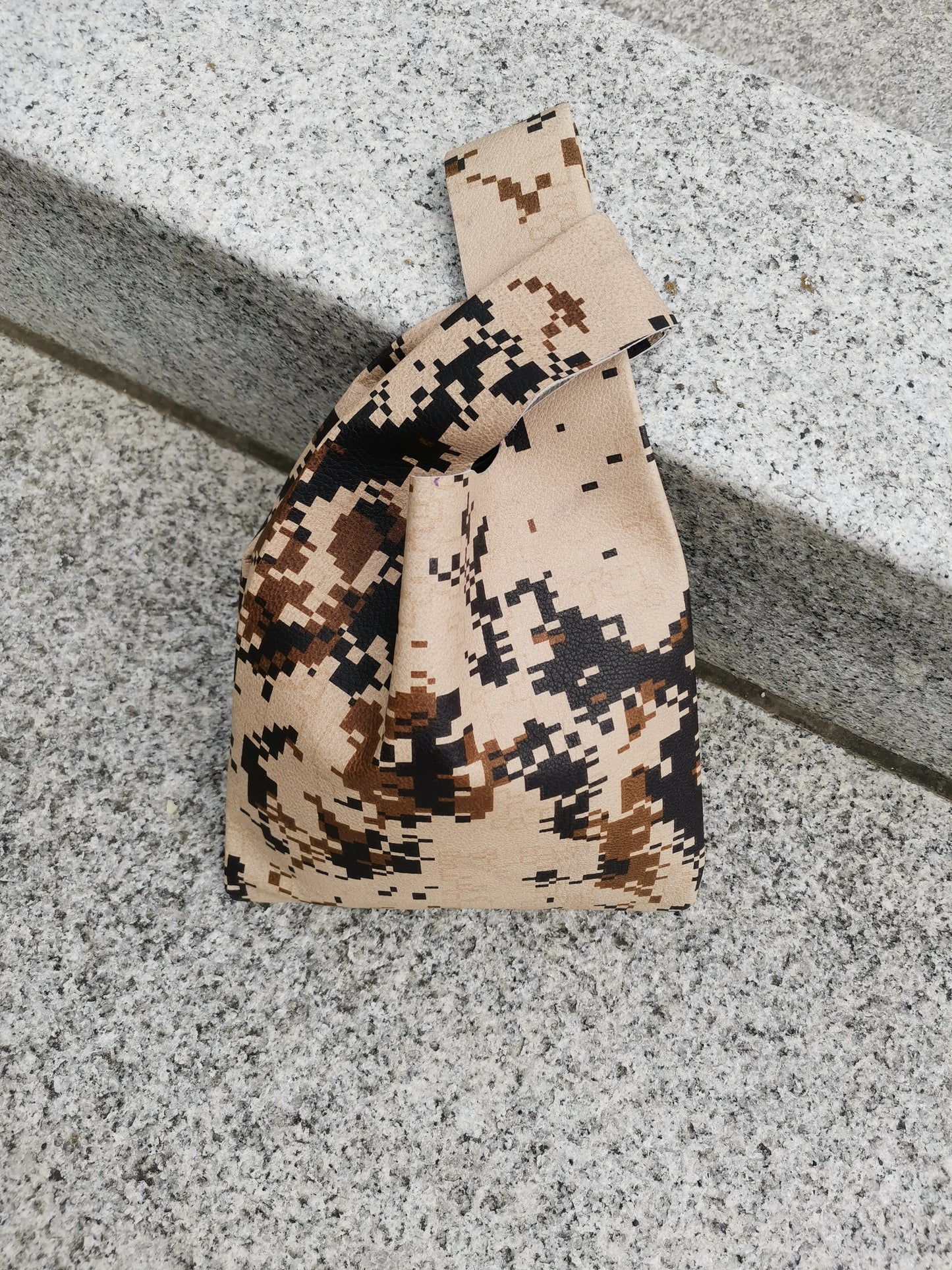 Mini Grocer Bag in Neutral Digital Camo Leather