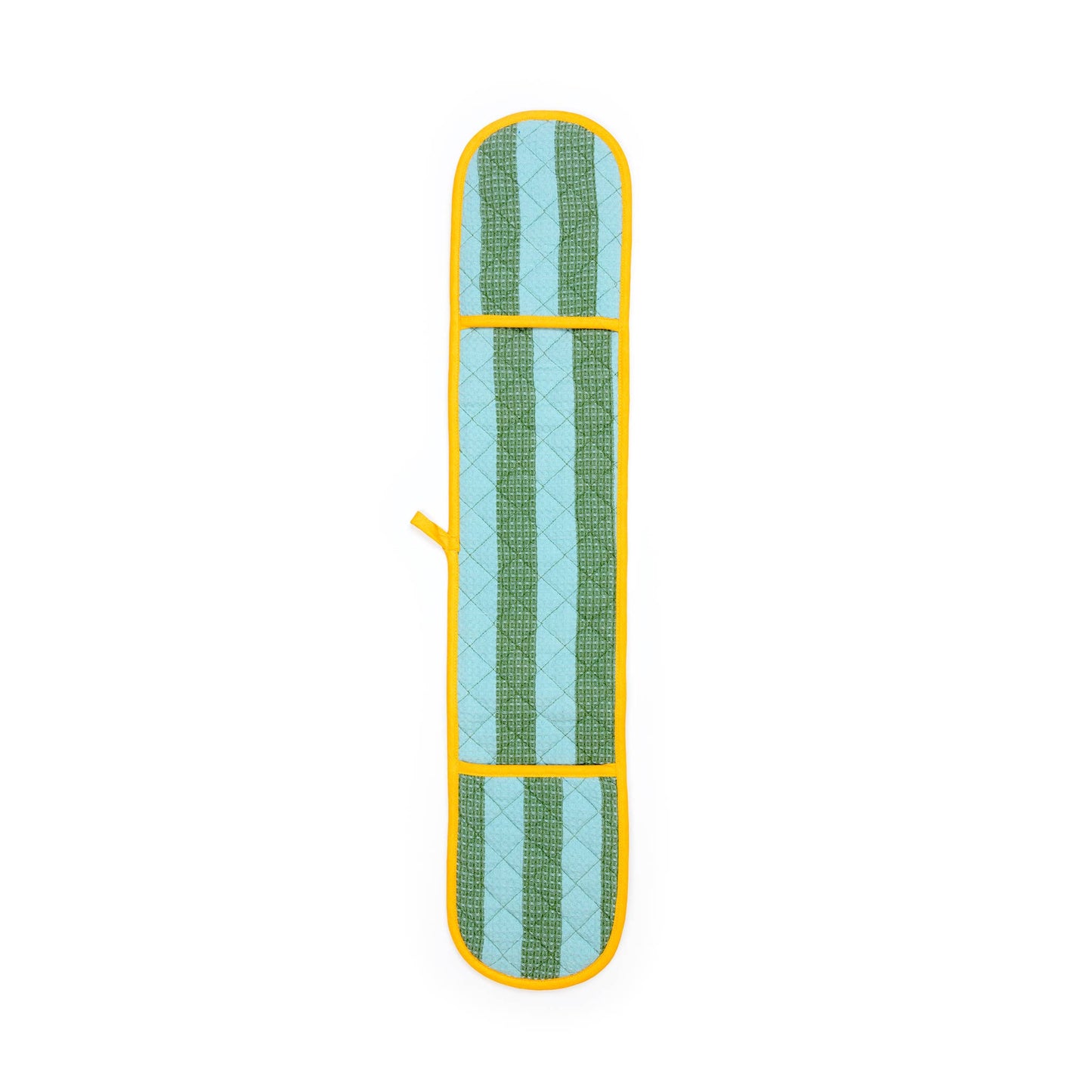 Cotton Double Oven Glove in Green & Blue Stripe