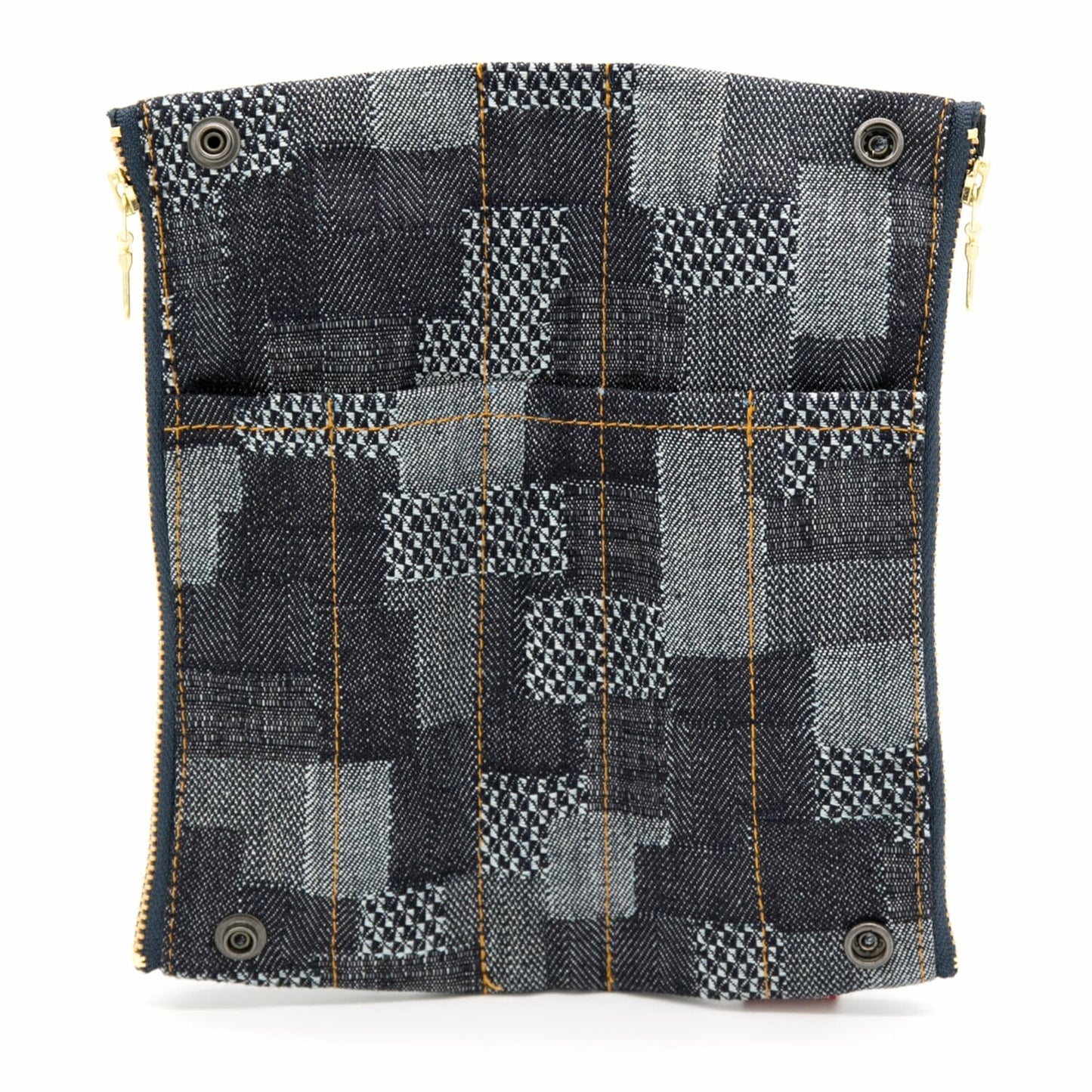 Folding Pen Case in Patchwork Japanese Denim