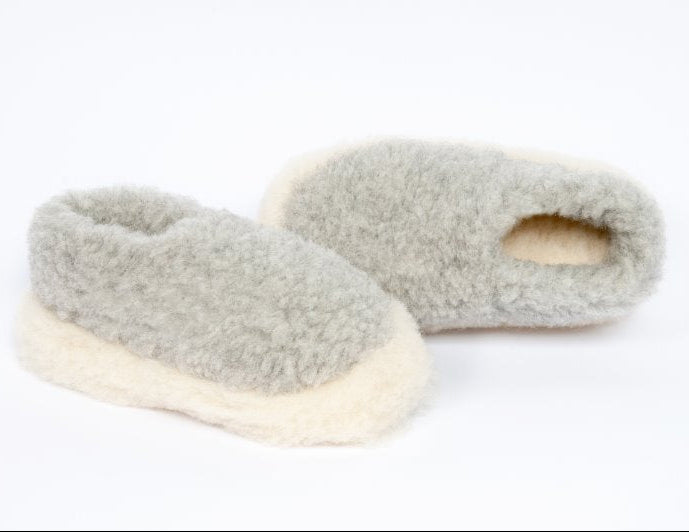 Siberian Wool Slippers in Light Grey