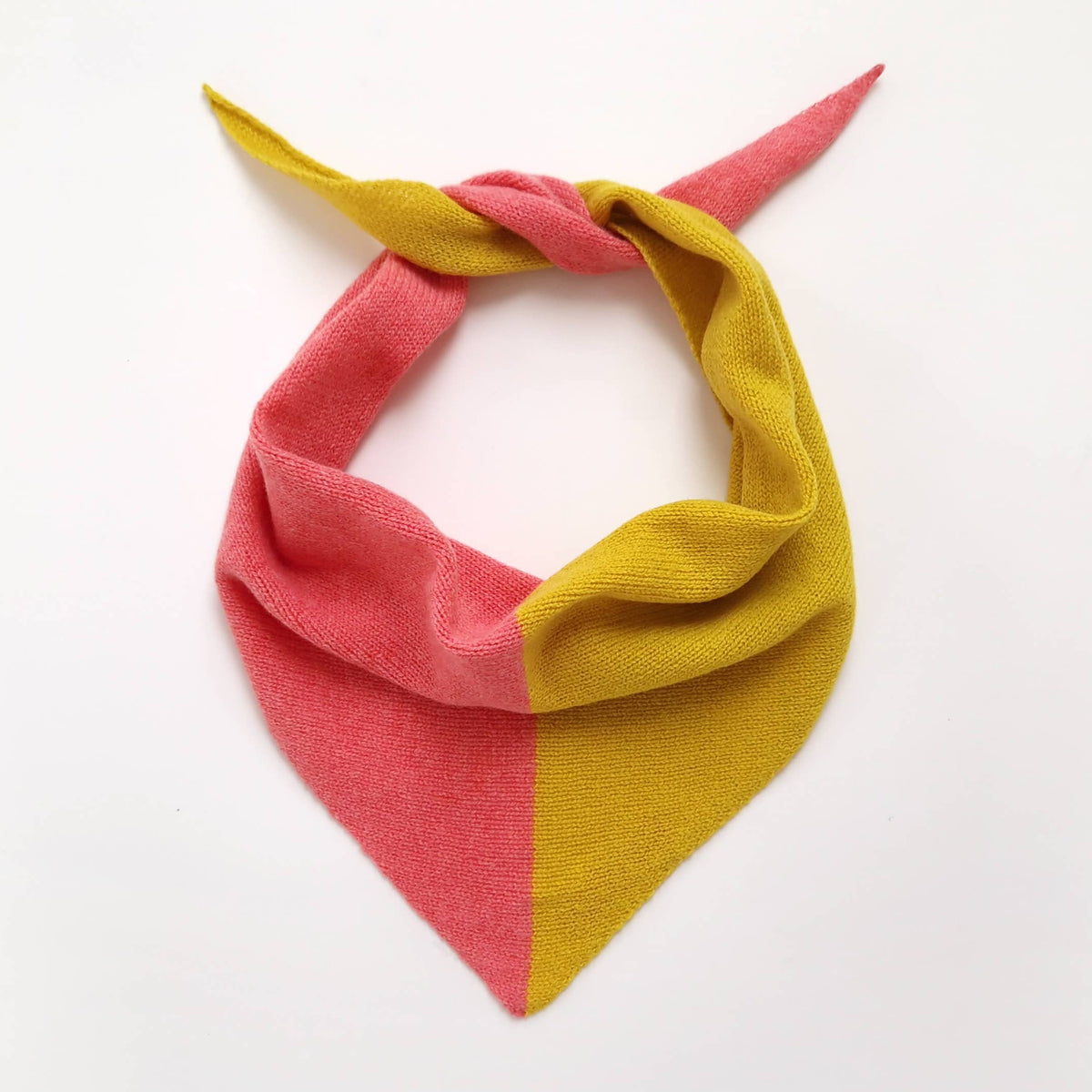 Lambswool Triangle Scarf in Pink and Yellow