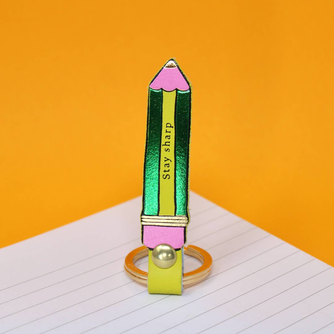Stay Sharp Pencil Leather Keyring