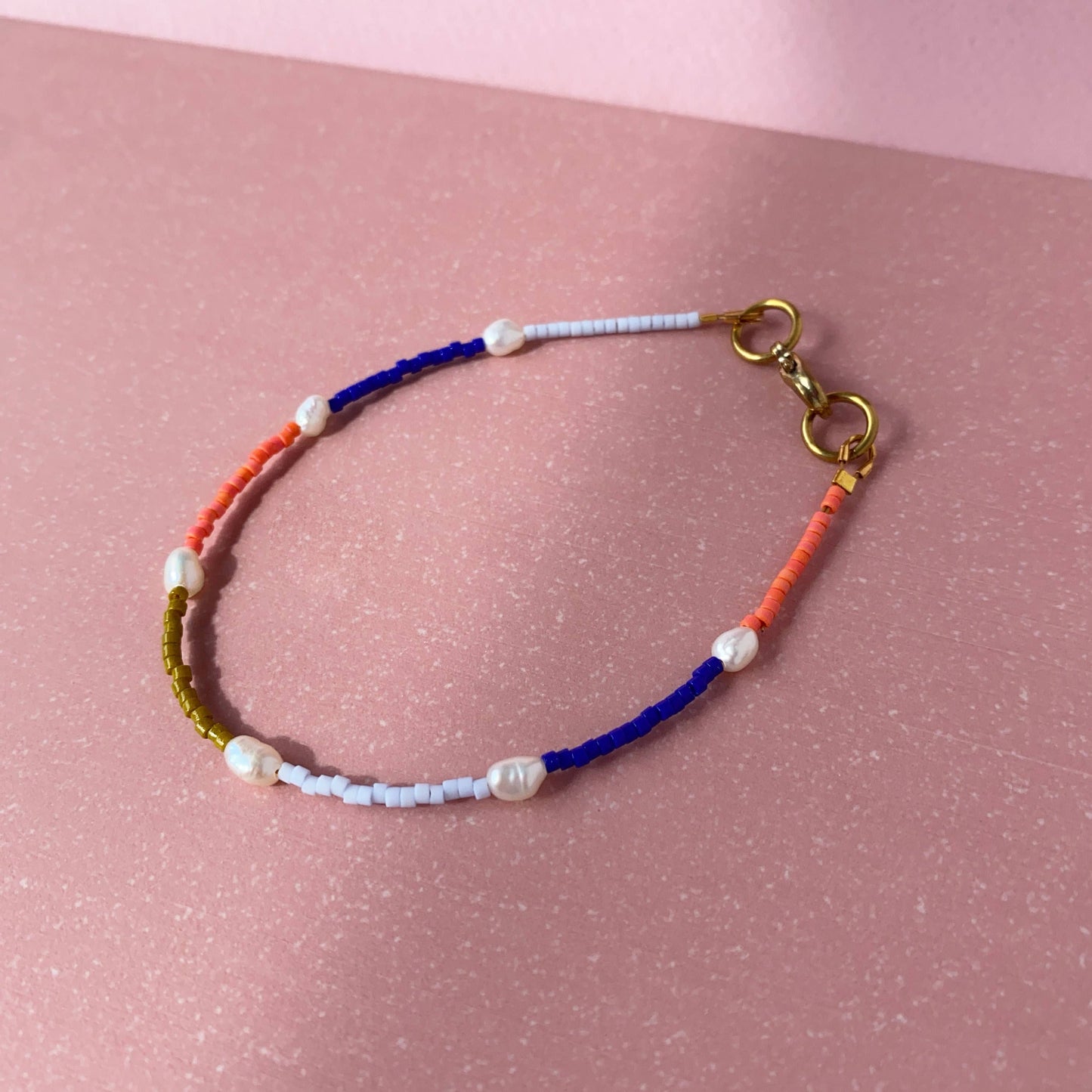 Node Bracelet in Cobalt Blue & Coral