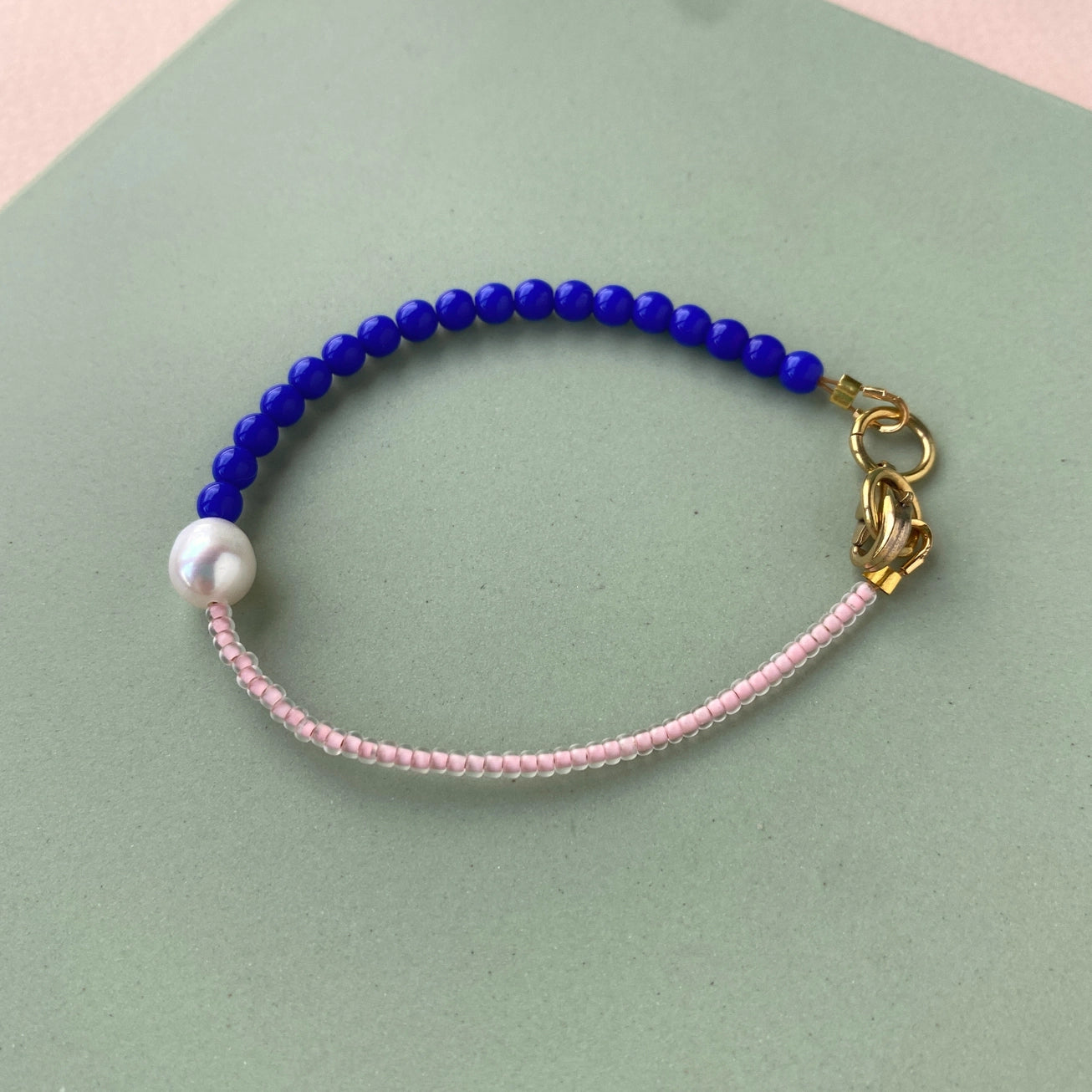 Two Tone Bracelet in Cobalt & Pale Pink
