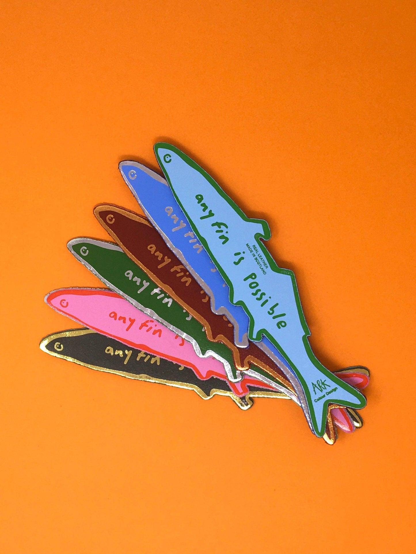 Fish Leather Bookmark in Dark Red