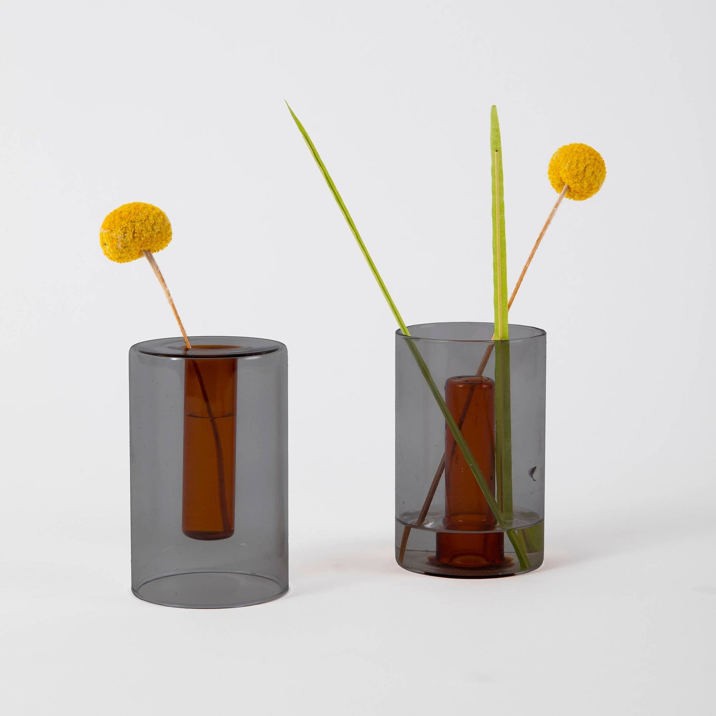 Duo Tone Small Reversible Vase in Smoke & Amber