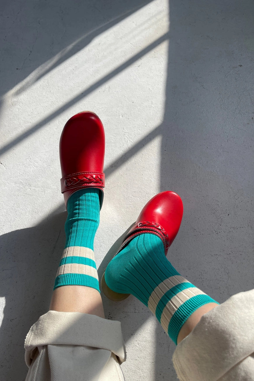 Her Socks Varsity in Jade