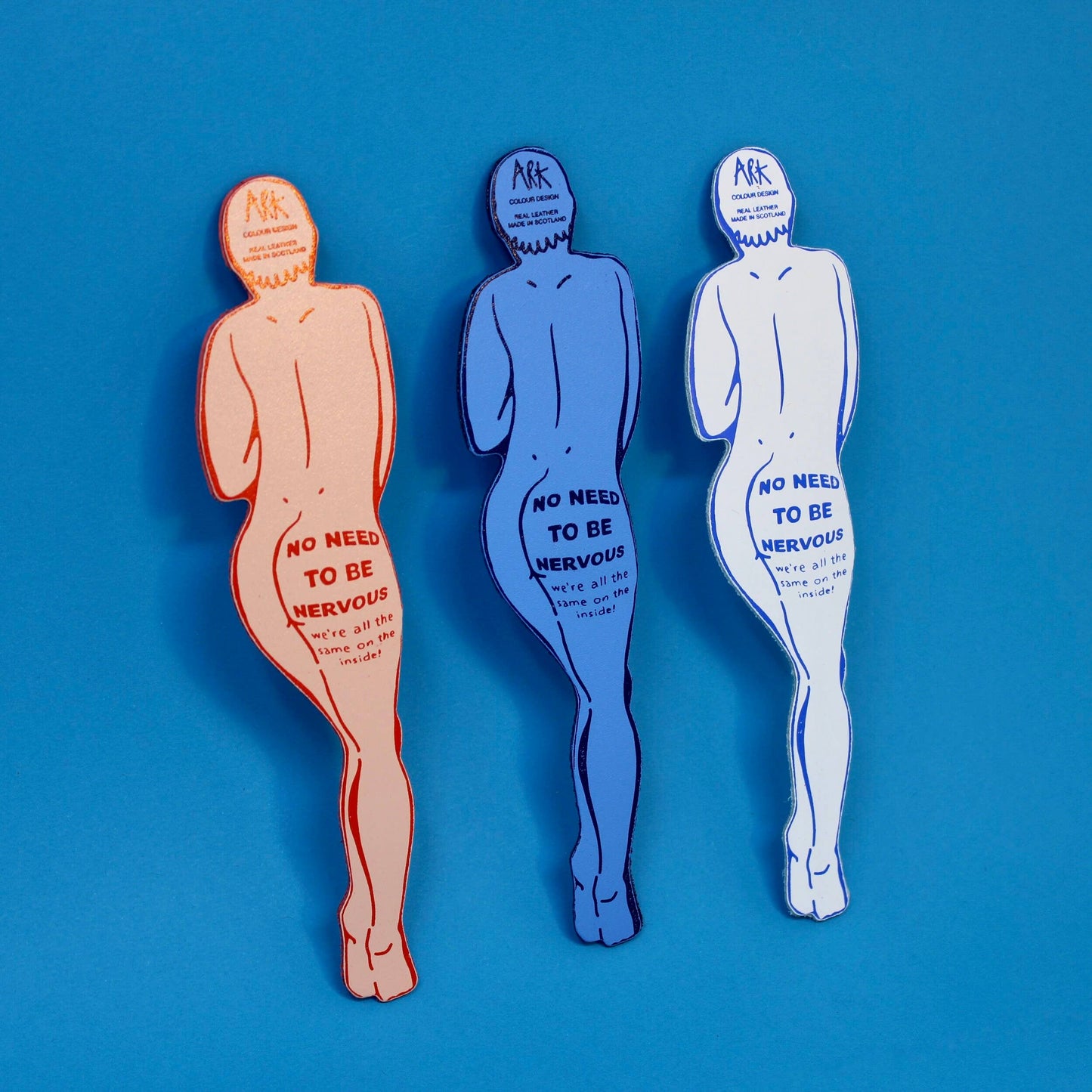 No Need To Be Nervous Leather Bookmark in Cornflower Blue