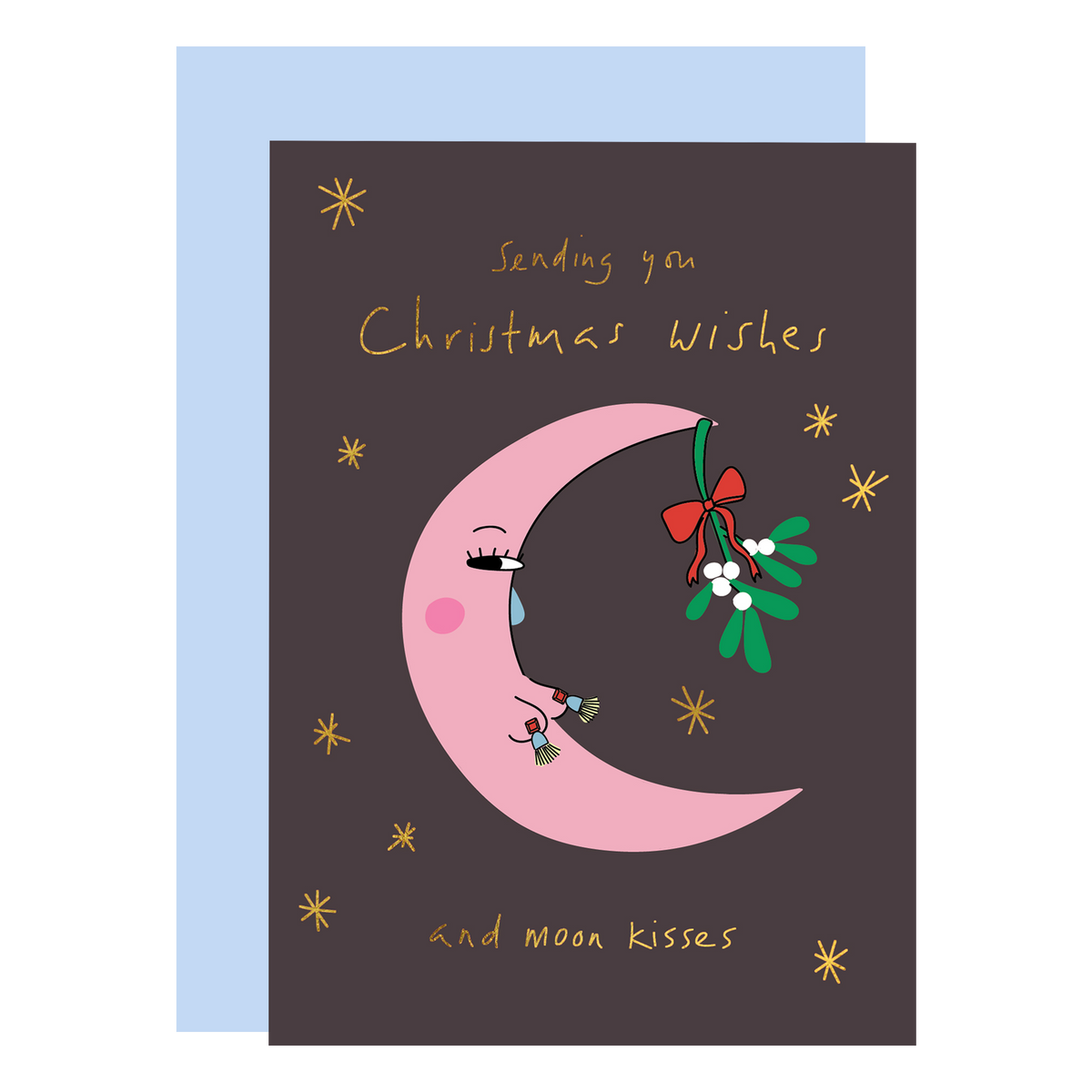 Christmas Wishes and Moon Kisses Christmas Card
