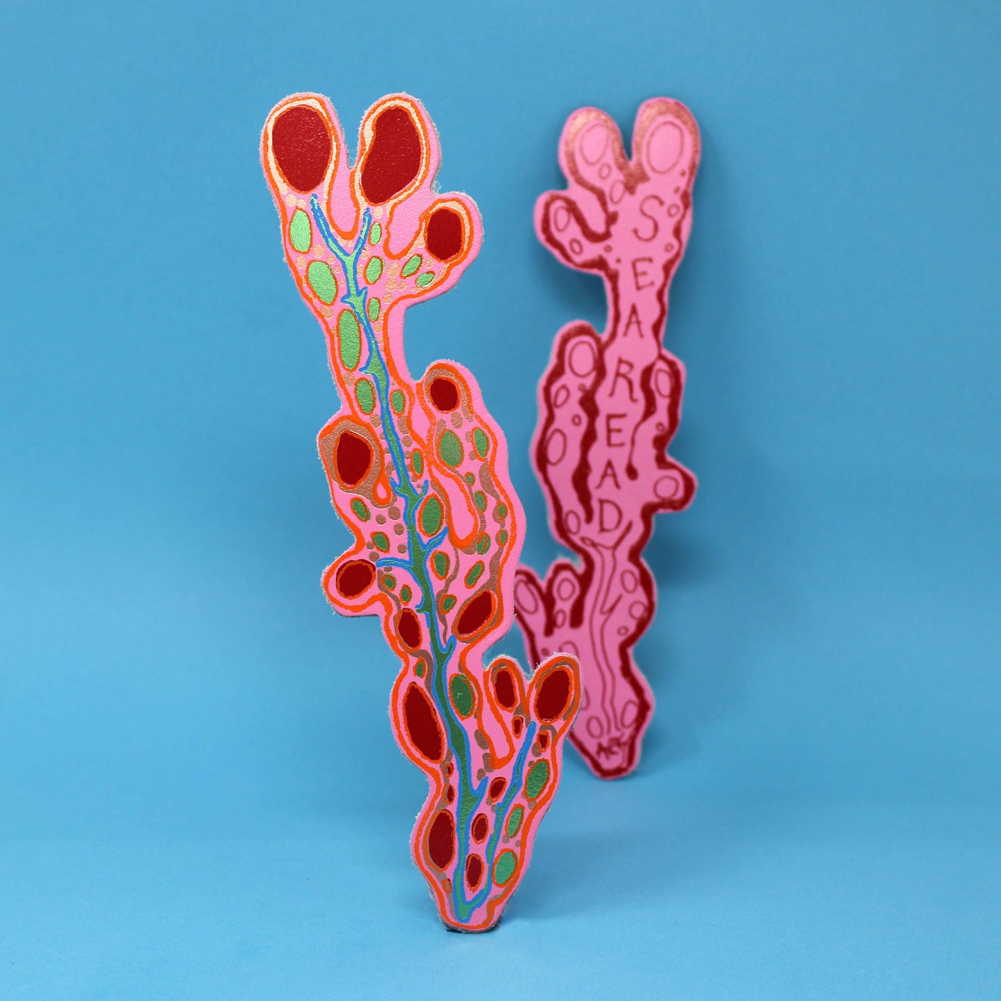 Seareads Leather Bookmark in Hot Pink