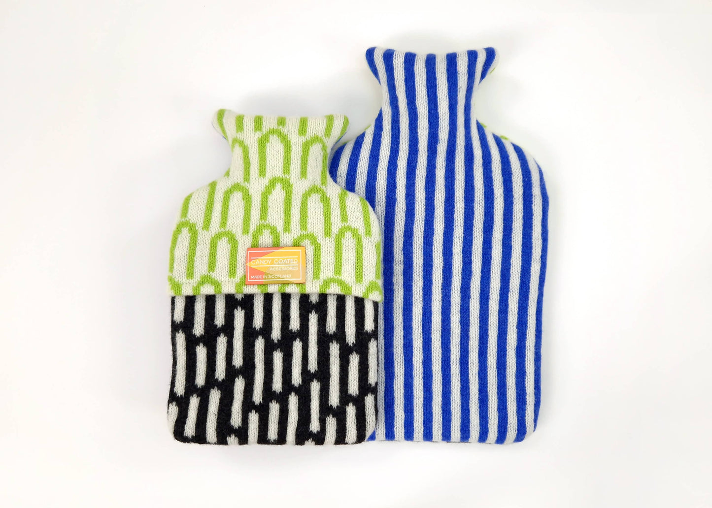 Lambswool Hot Water Bottle Cover in Blue and Green