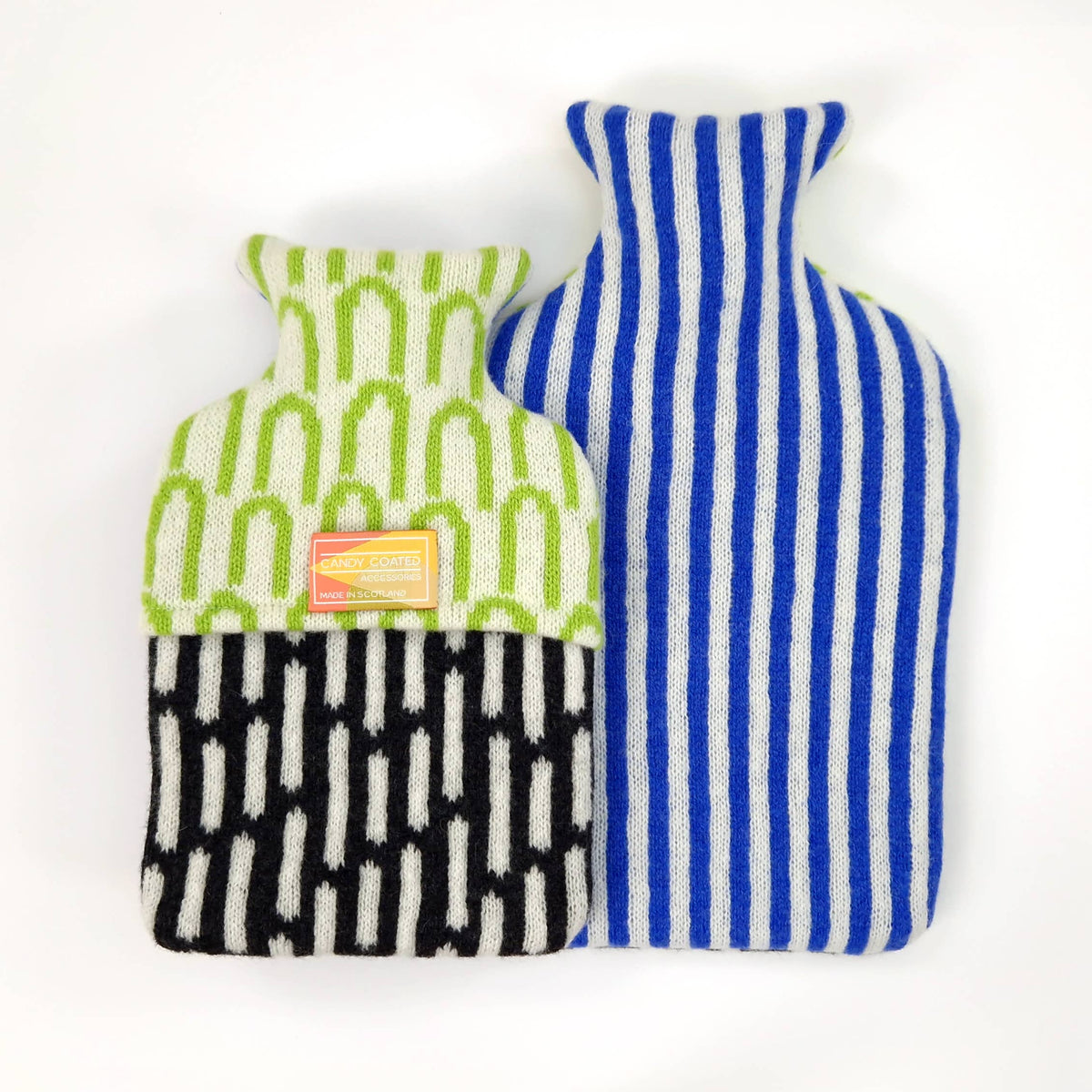 Lambswool Hot Water Bottle Cover in Blue and Green