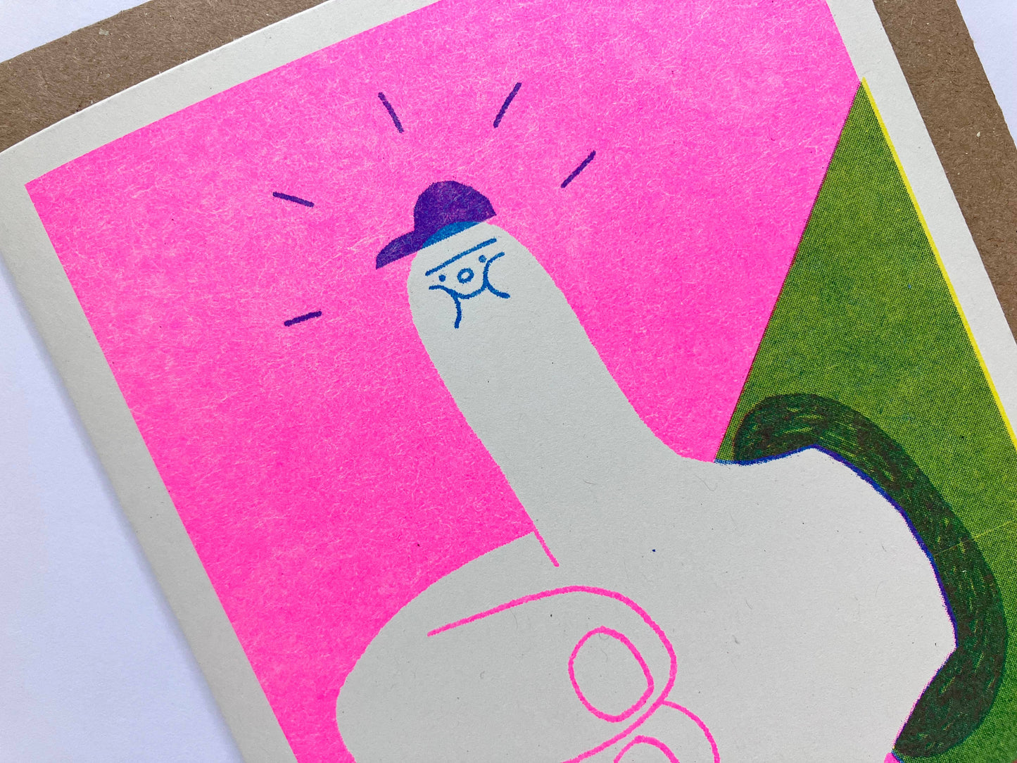 Thumbs Up Riso Print Greetings Card