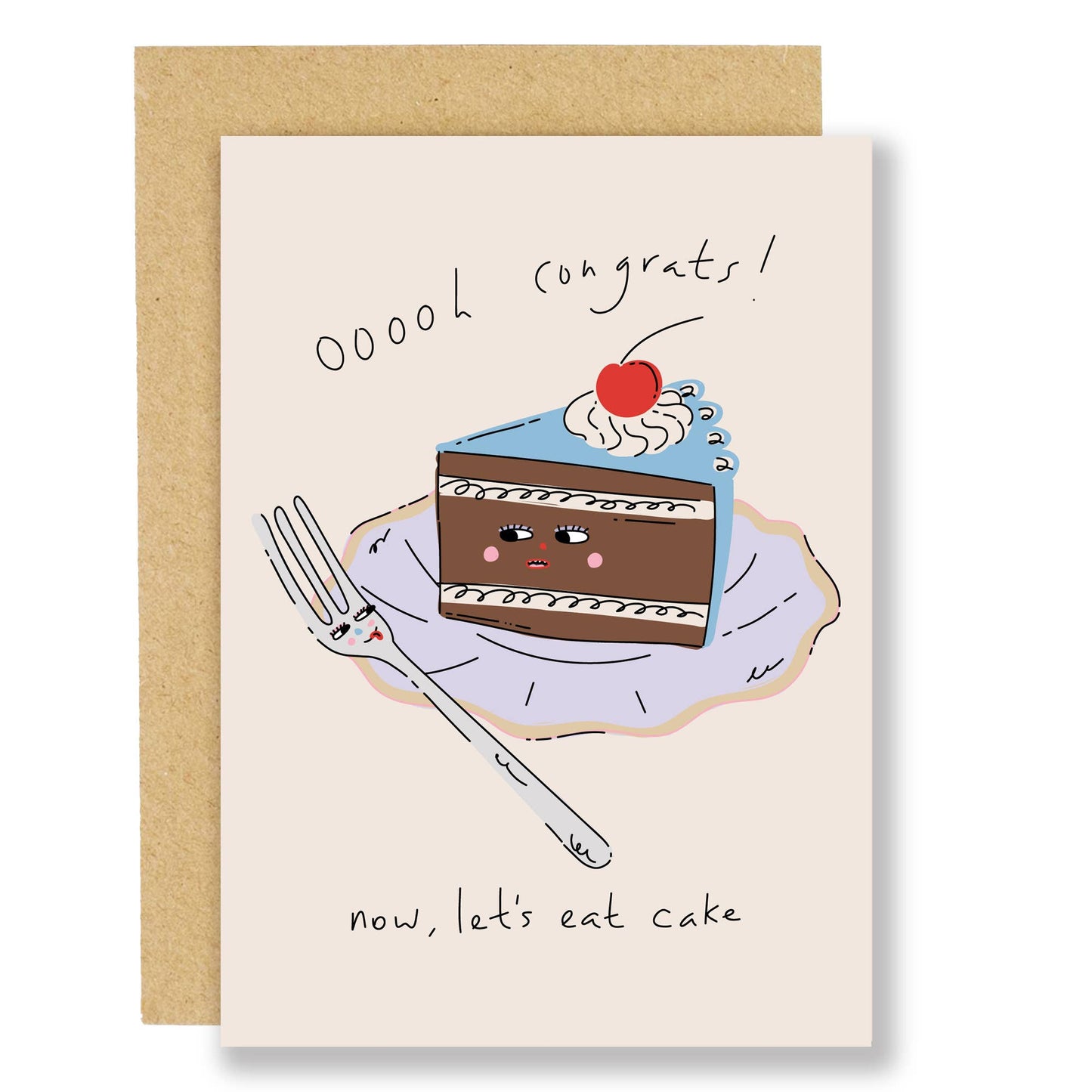 Congrats! Now Let's Eat Cake Greetings Card