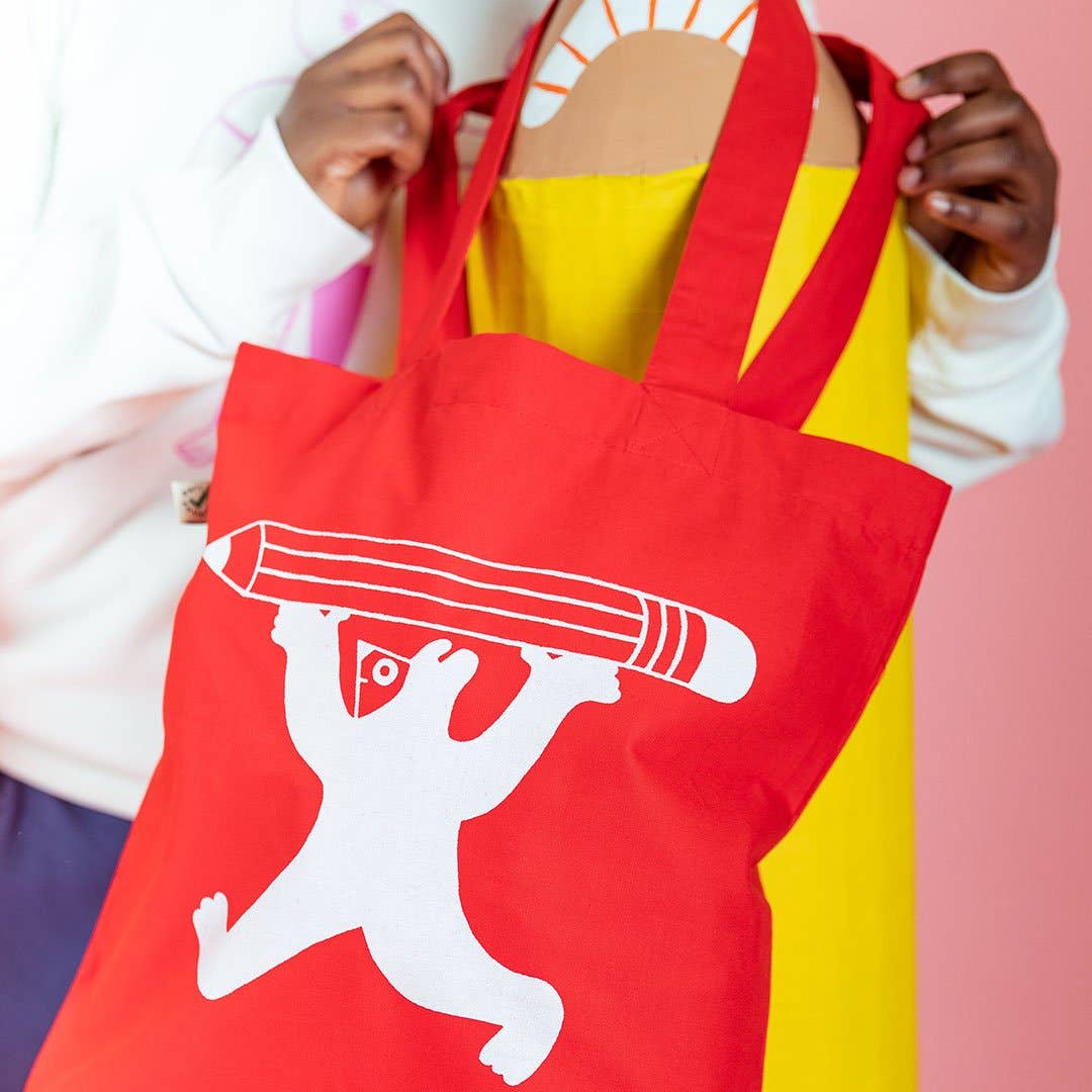Pencil Person Tote Bag