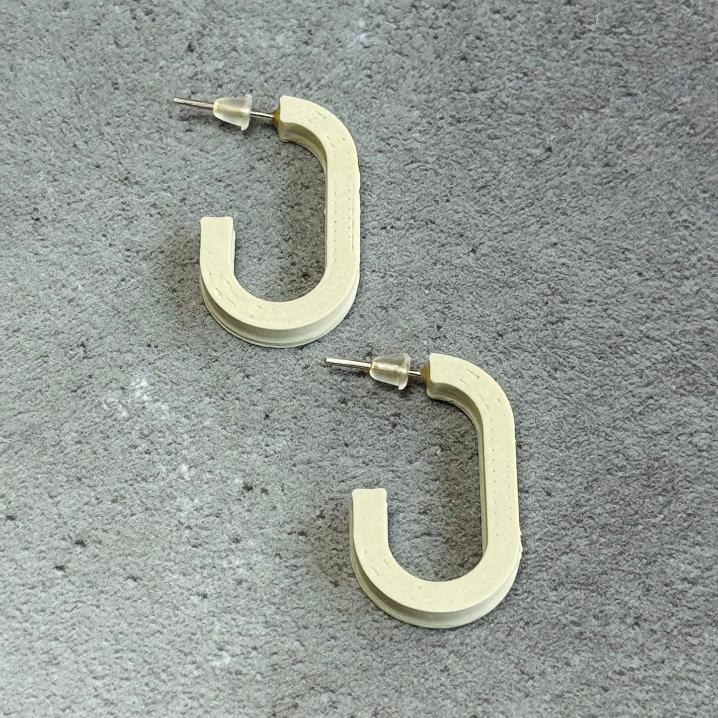 3D Printed Mini Oval Hoop Earrings in Cream