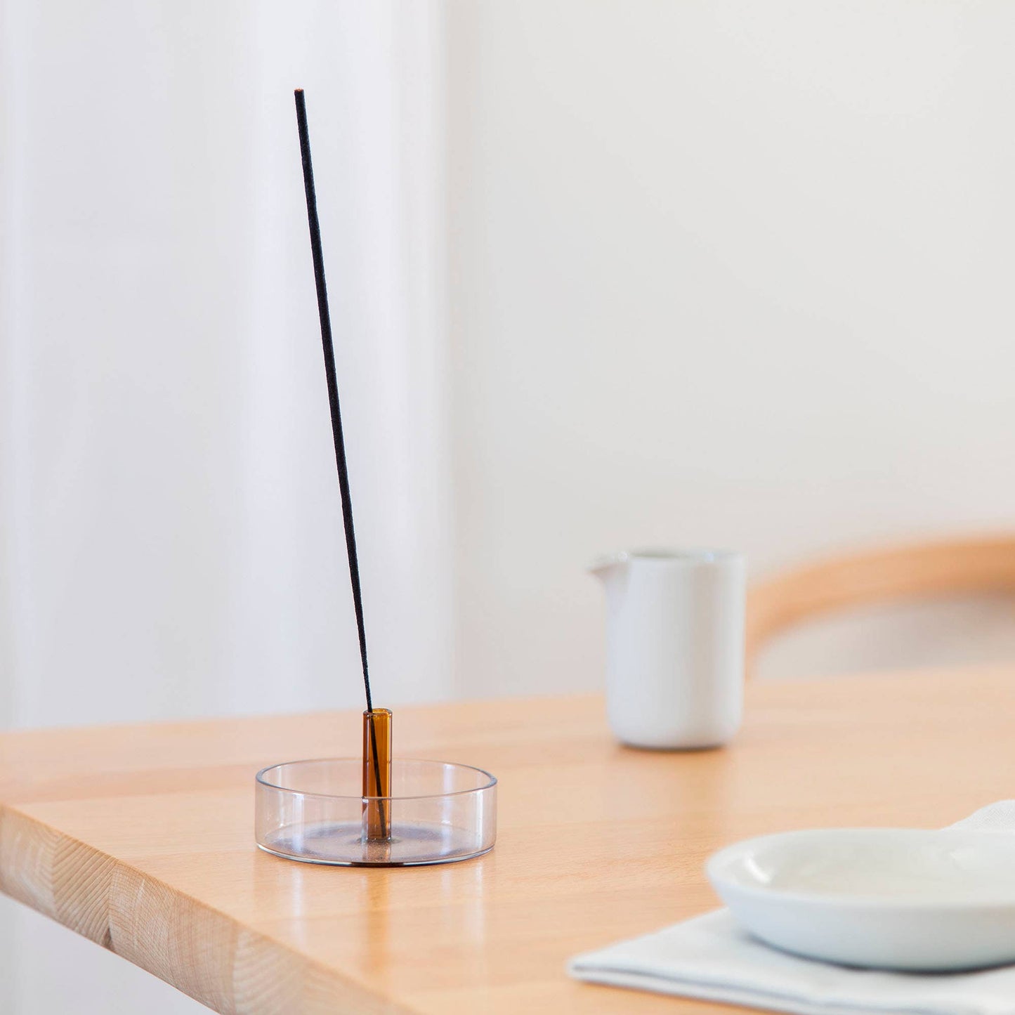 Duo Tone Glass Incense Holder in Smoke & Amber