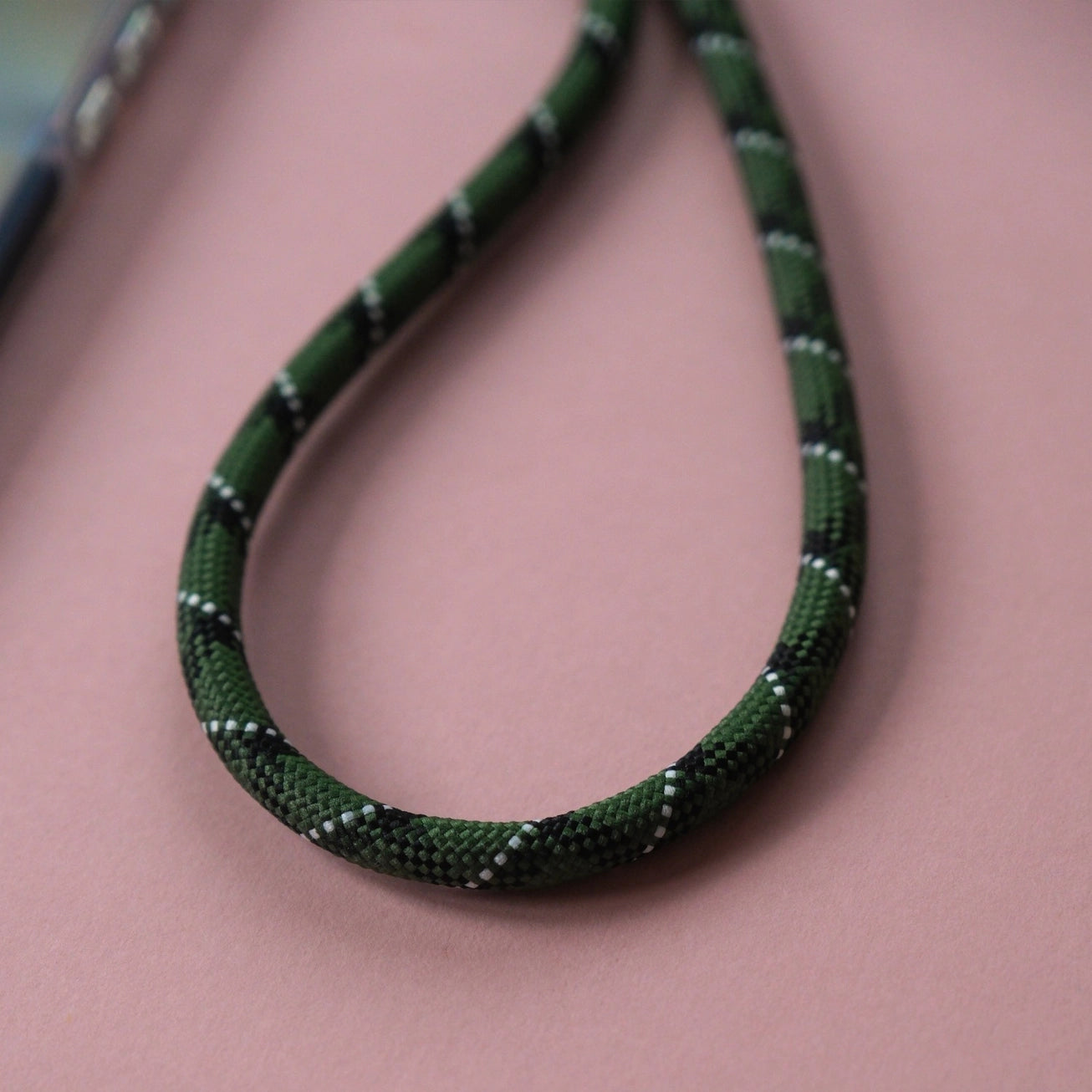 Crossbody Lanyard Phone Strap in Green & Black Stripe