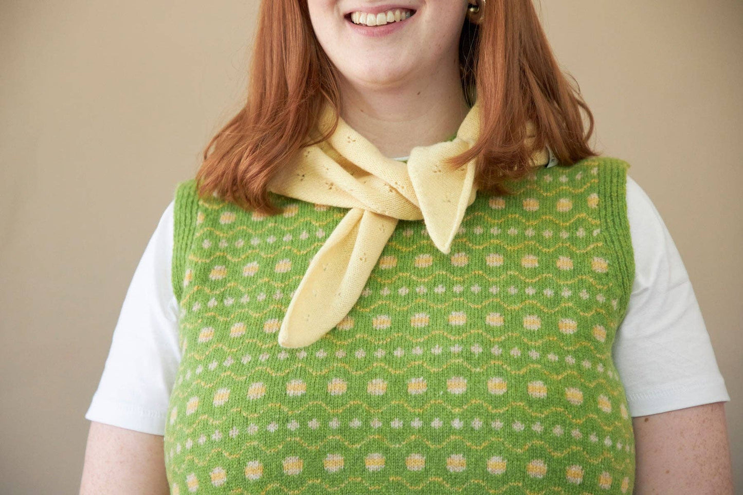 Pointelle Lambswool Neckerchief in Buttermilk