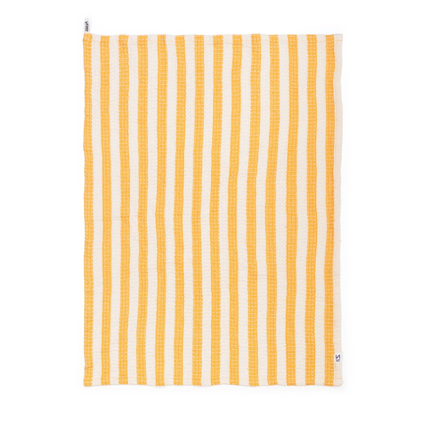 Cotton Waffle Tea Towels Pack of 2 in Green & Citrus Stripe