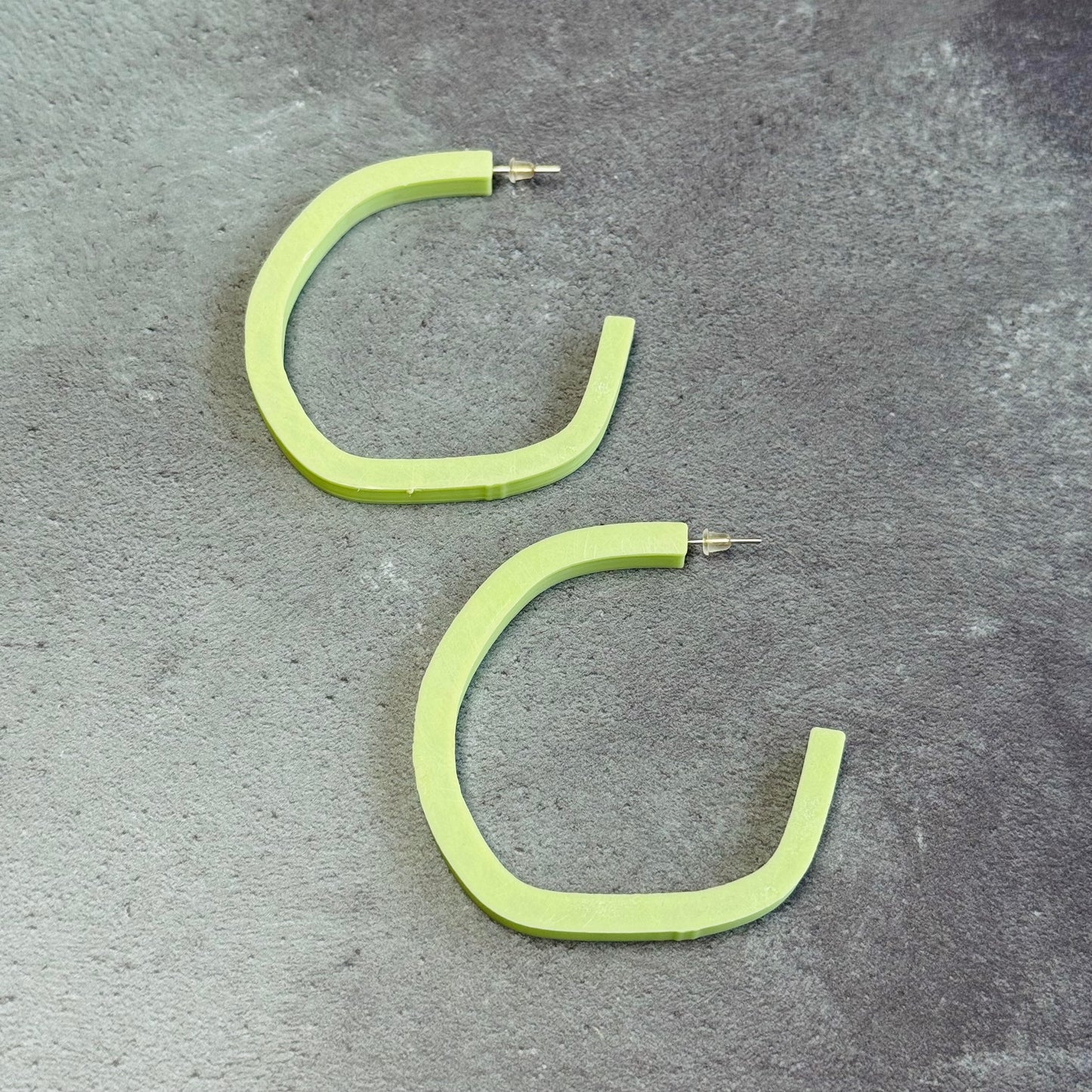 3D Printed Irregular Hoop Earrings in Matcha Green
