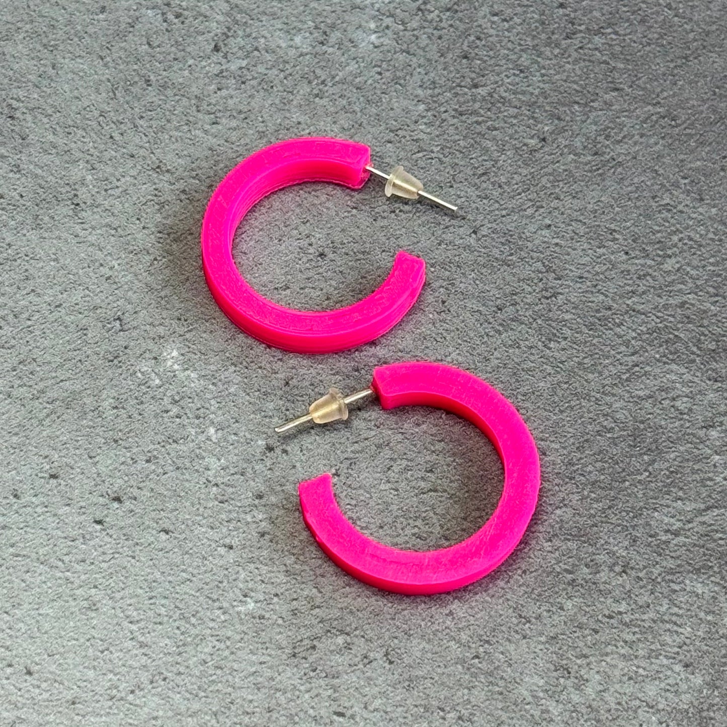 3D Printed Chunky Hoop Earrings in Hot Pink