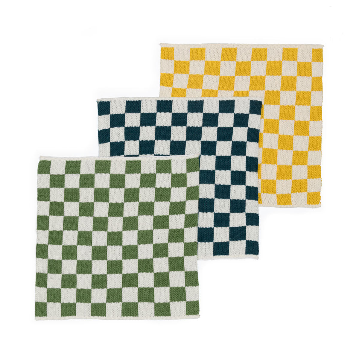 Reusable Cotton Knit Check Dishcloths Pack of 3 in Citrus