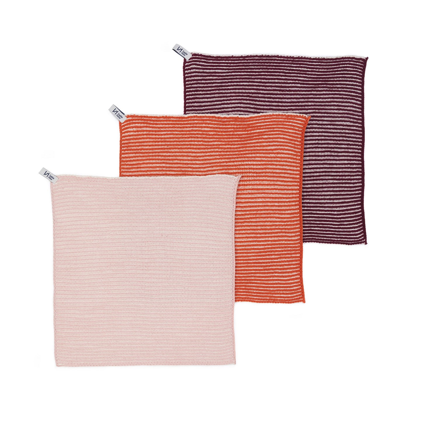 Reusable Cotton Knit Ribbed Dishcloths Pack of 3 in Orange