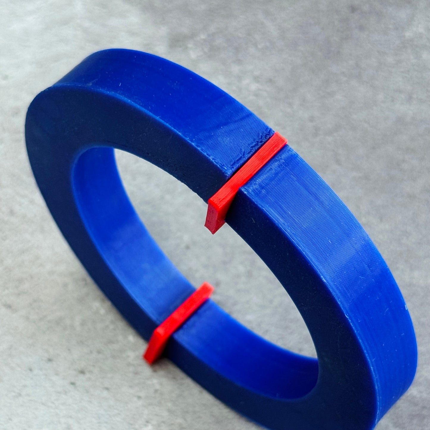 3D Printed Curve Bangle in Cobalt Blue & Red