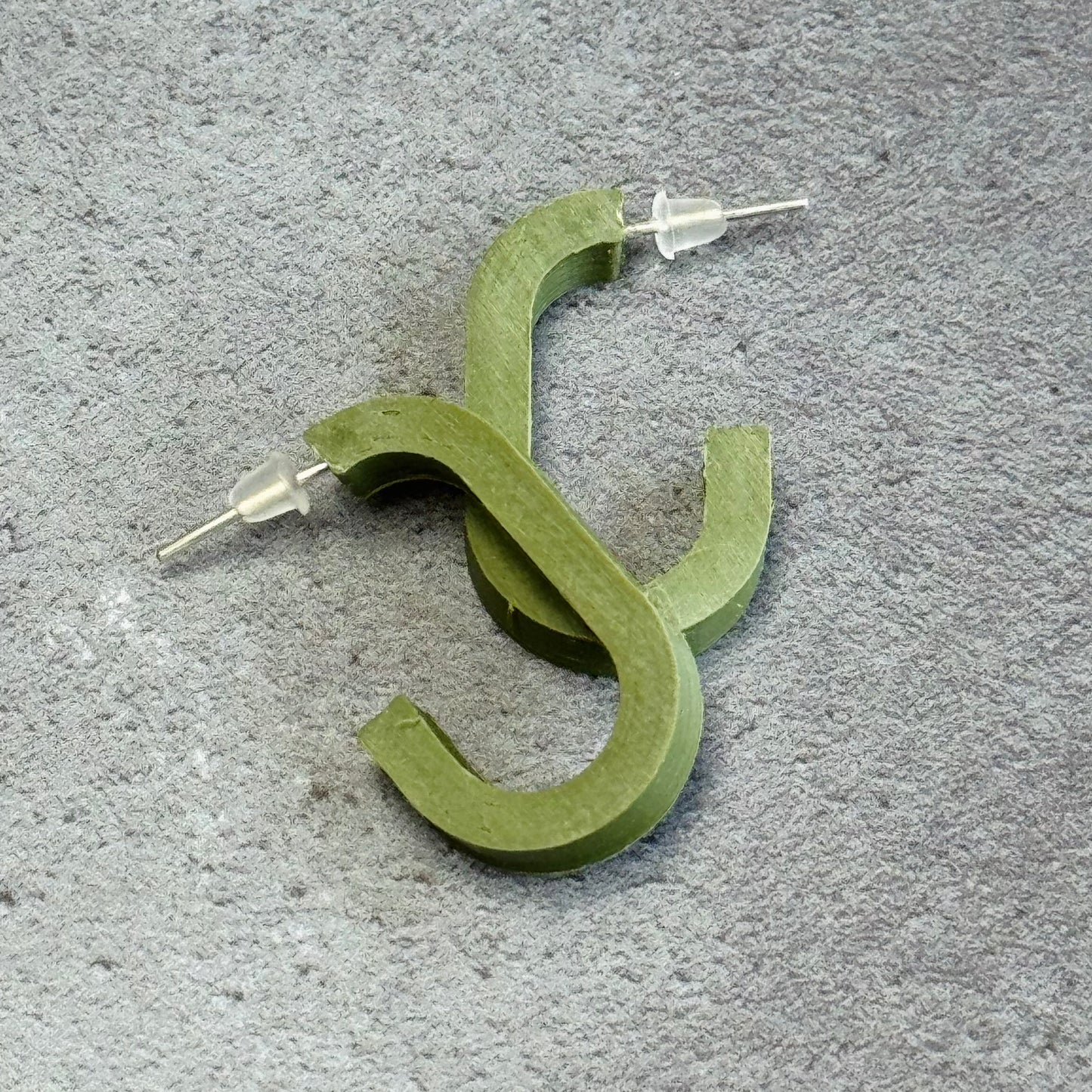 3D Printed Mini Oval Hoop Earrings in Khaki