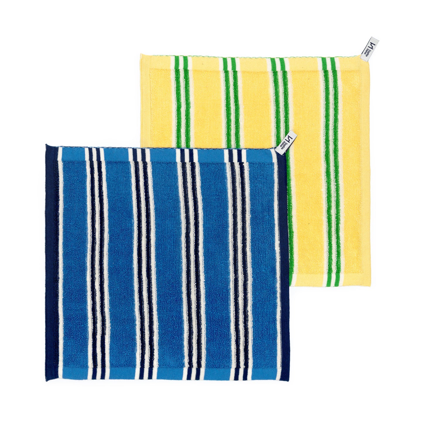Terry Towelling Flannels in Cobalt/Lemon Stripe