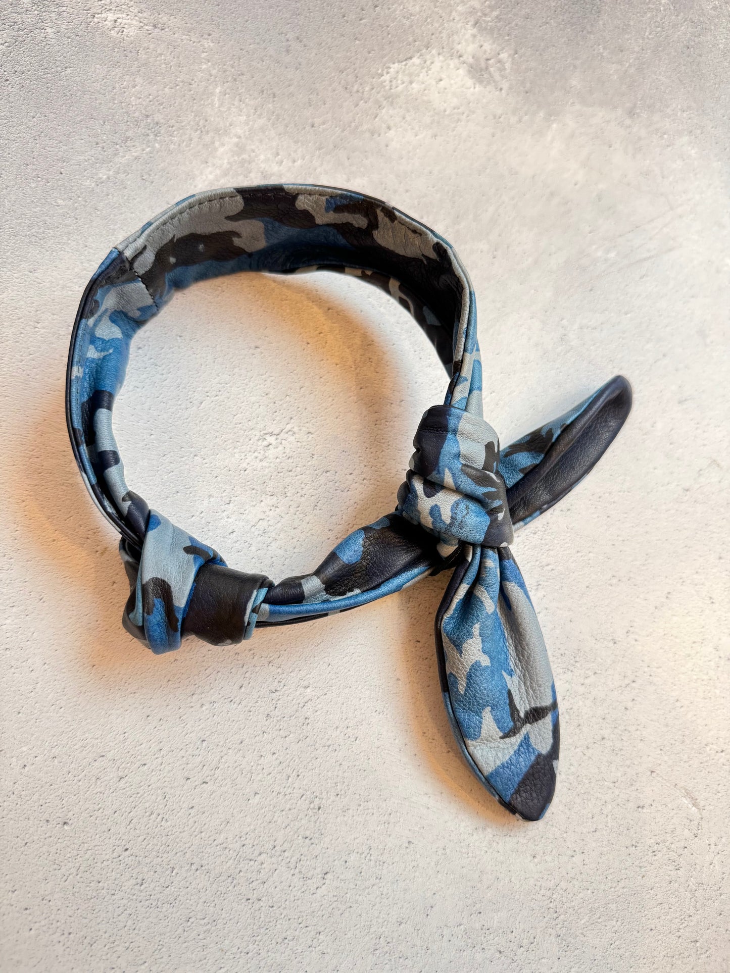 Leather Neckerchief in Blue Camo