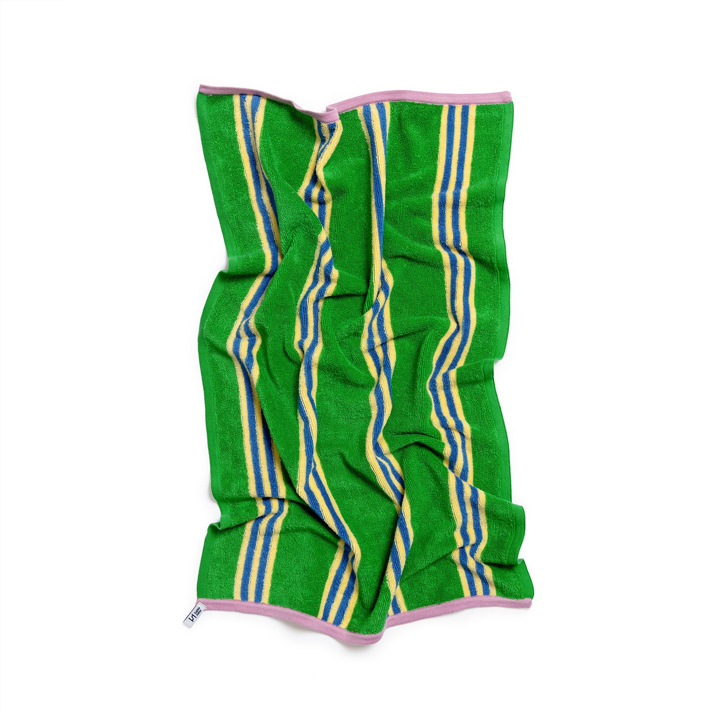 Terry Towelling Hand Towel in Green Stripe