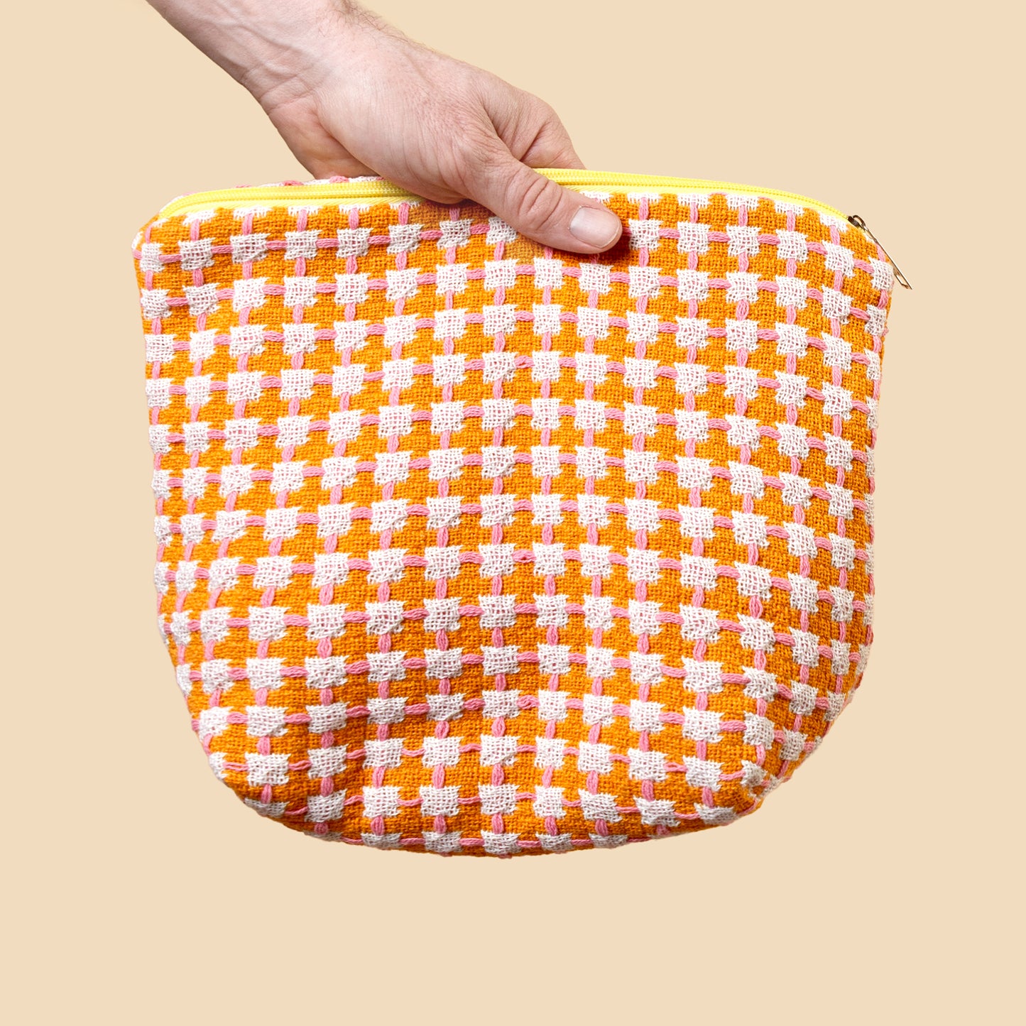 Recycled Cotton Wash Bag in Orange & Pink