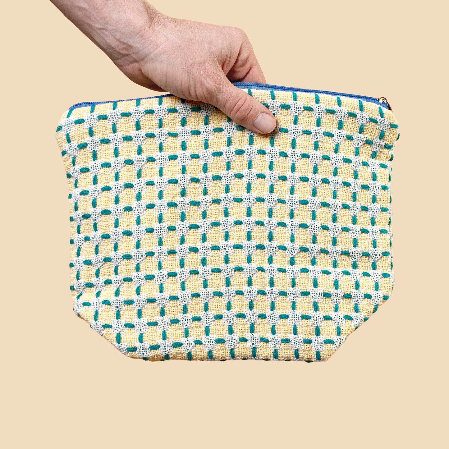 Recycled Cotton Wash Bag in Yellow & Green