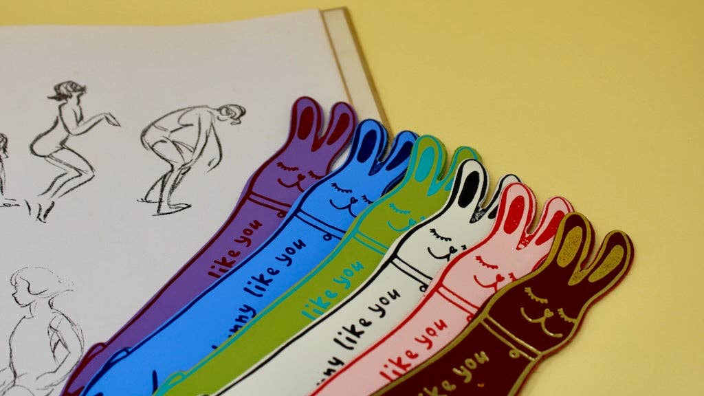 Bunny Leather Bookmark in Lilac