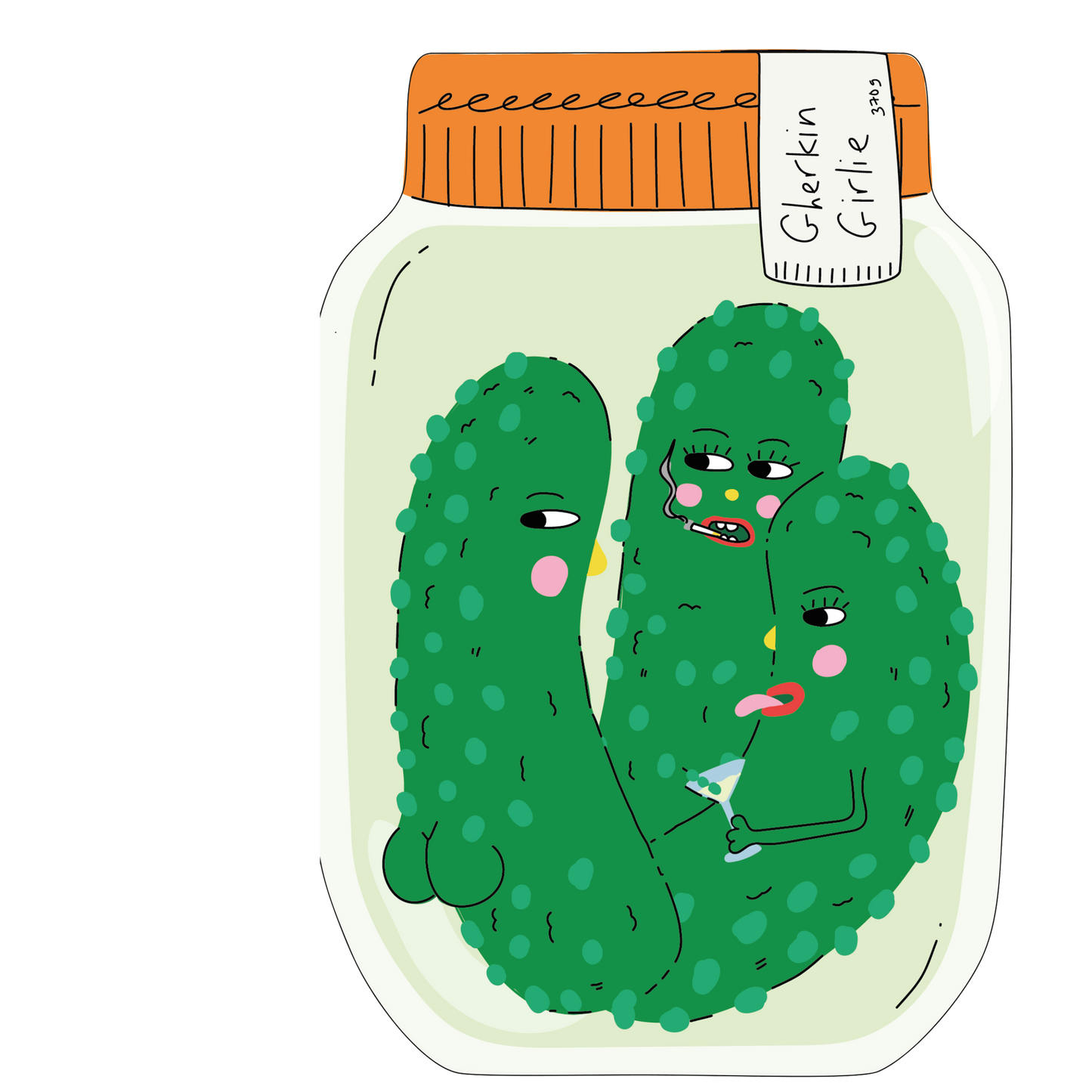 Gherkin Girlie Die Cut Greetings Card