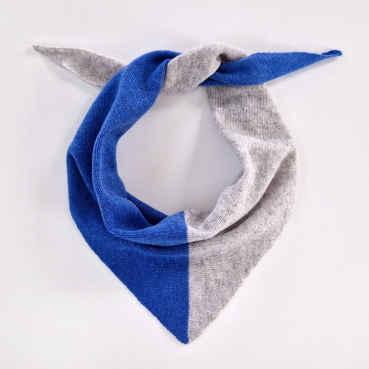 Lambswool Triangle Scarf in Tahiti Blue and Grey