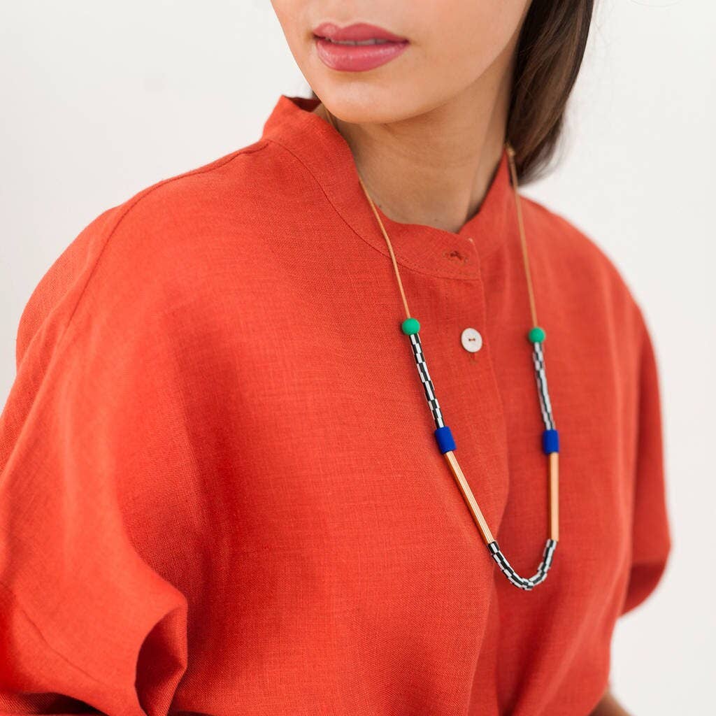 Memphis Necklace In Cobalt & Mint