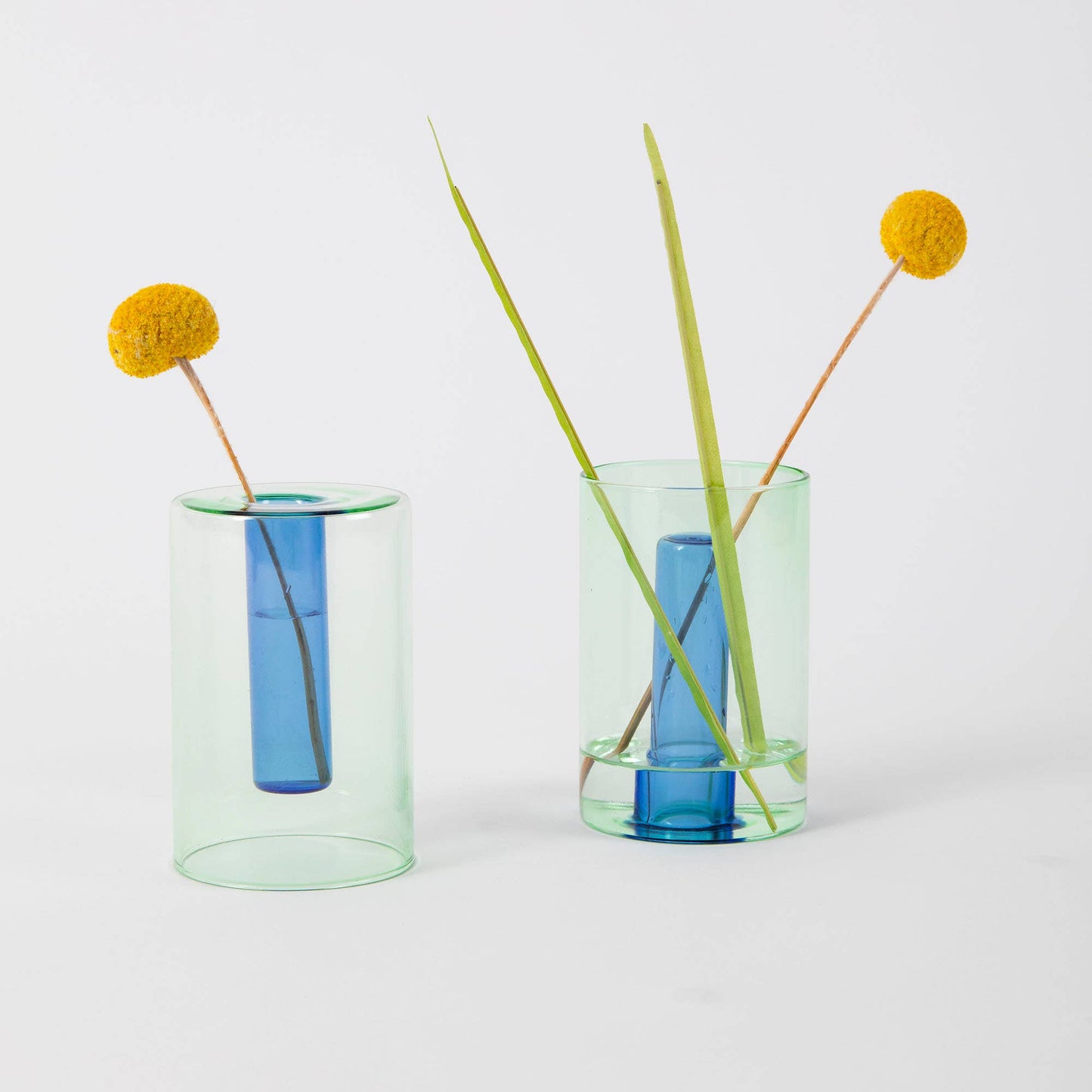 Duo Tone Small Reversible Vase in Green & Blue