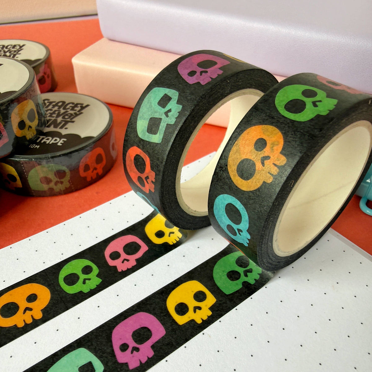 Rainbow Skulls Washi Tape