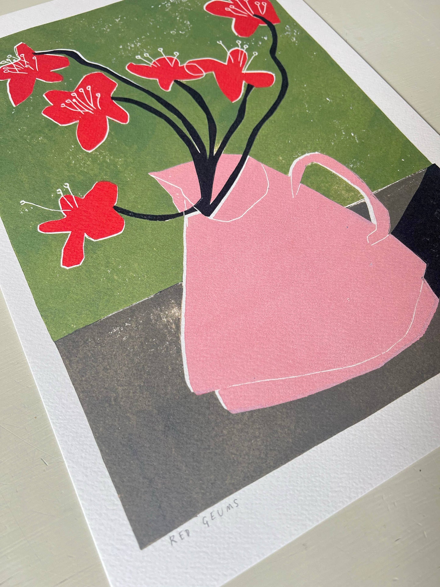 Red Geums A3 Art Print