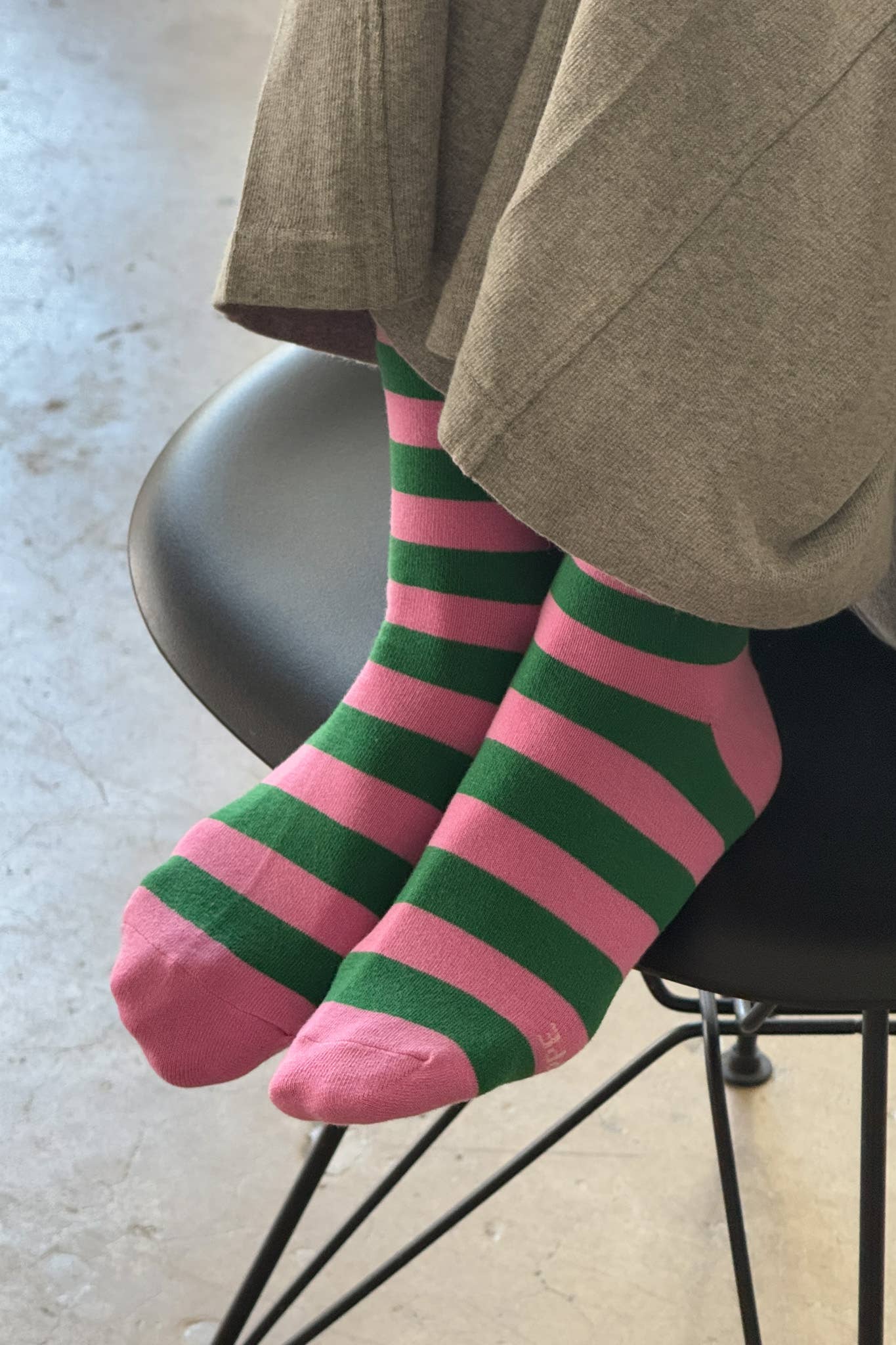 Wally Socks in Pink & Green Stripe