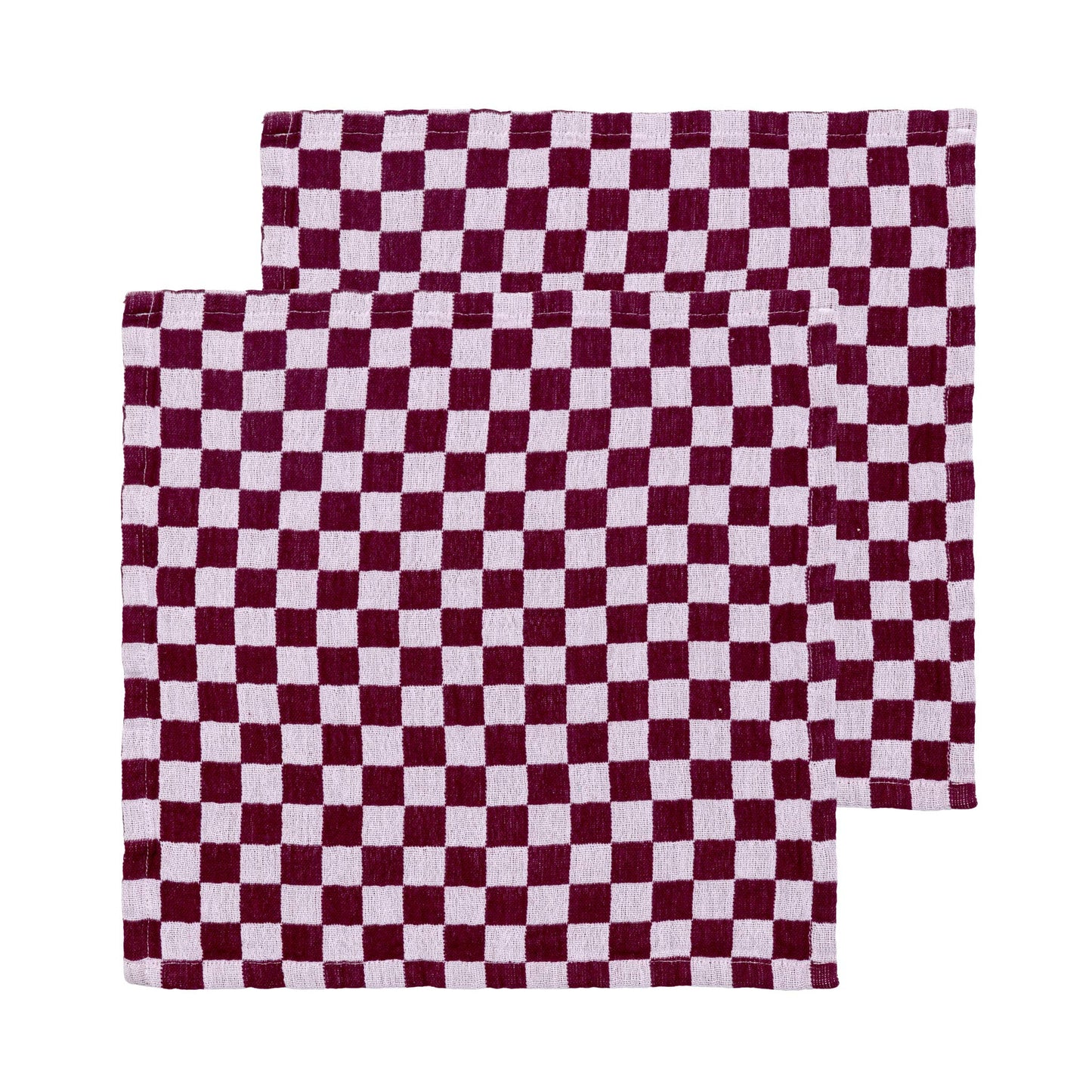 Cotton Napkins Pack of 2 in Burgundy Check