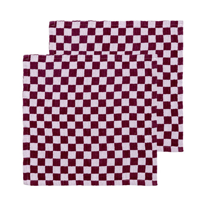 Cotton Napkins Pack of 2 in Burgundy Check