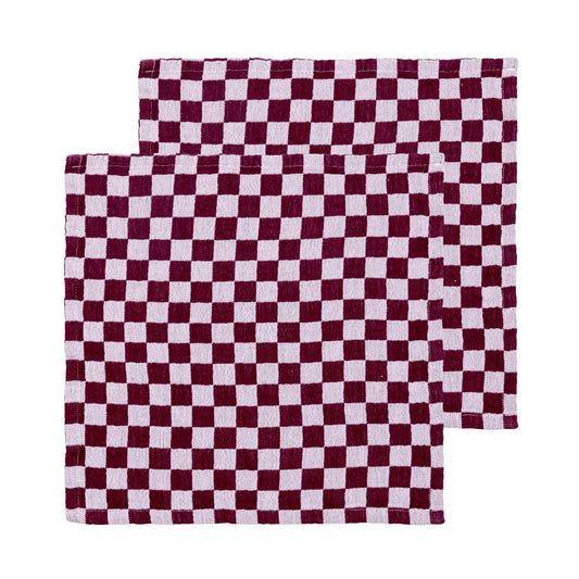 Cotton Napkins Pack of 2 in Burgundy Check