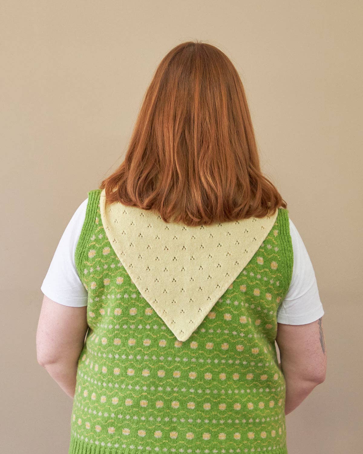 Pointelle Lambswool Neckerchief in Buttermilk