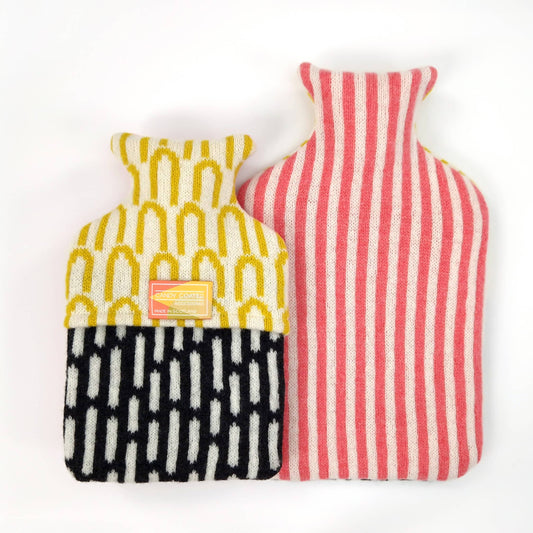 Lambswool Hot Water Bottle Cover in Pink and Yellow